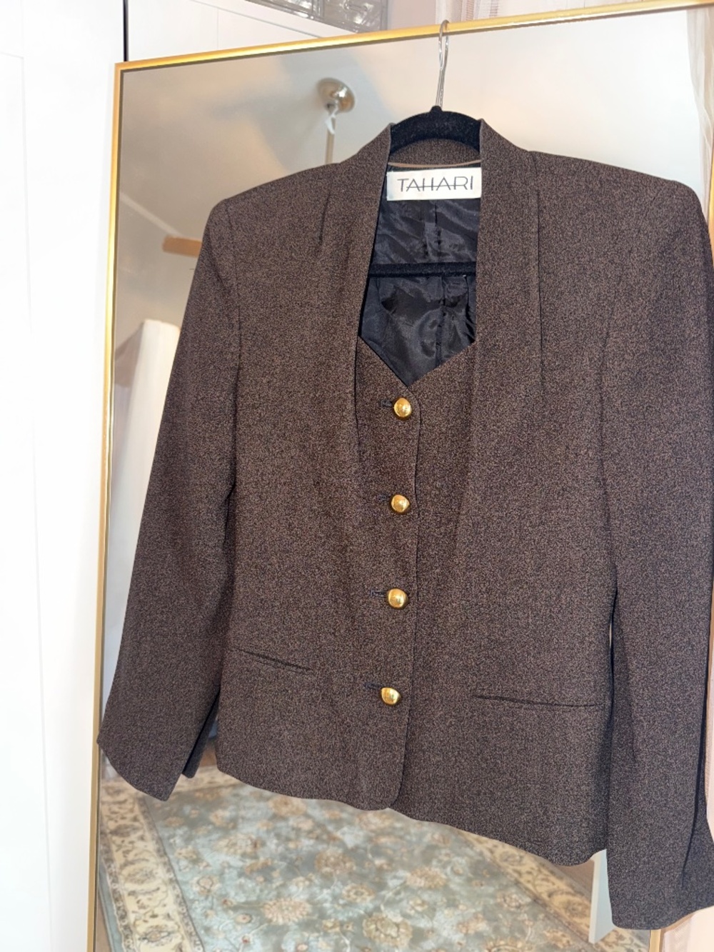 Tahari Brown Women's Blazer with Gold Buttons